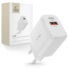 Tech-Protect C20W 2-portová sieťová nabíjačka PD20W/QC3.0 biela