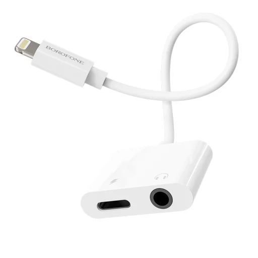 Borofone adapter BV12 Lightning - Lightning + jack 3.5 mm fehér - 4