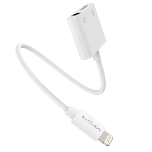 Borofone adapter BV12 Lightning - Lightning + jack 3.5 mm fehér - 2