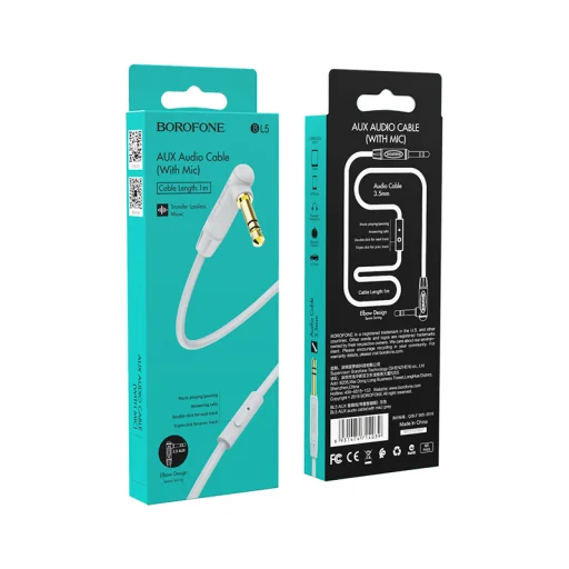 Borofone BL5 kábel 3.5 mm jack - 3.5 mm jack mikrofonnal 1m szürke - 2