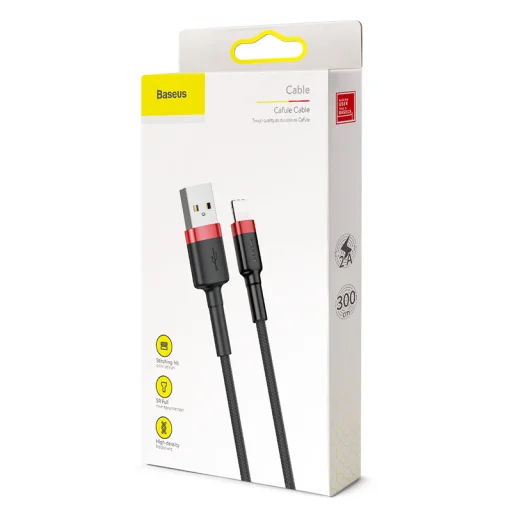 USB Lightning kábel - 2A 3m fekete-piros Baseus CALKLF-R91 - 3