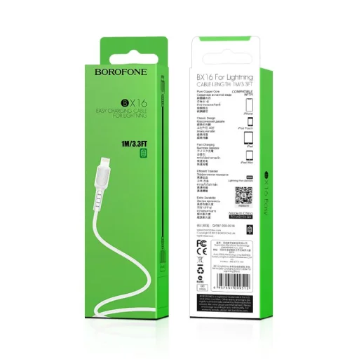  USB Lightning - Borofone BX16 Kábel - 2A 1m fehér - 5