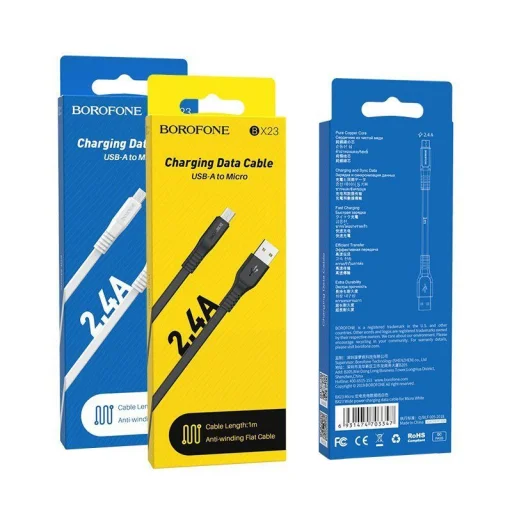 USB Micro USB - Borofone BX23 Wide Power Kábel - 2,4A 1m fekete - 4