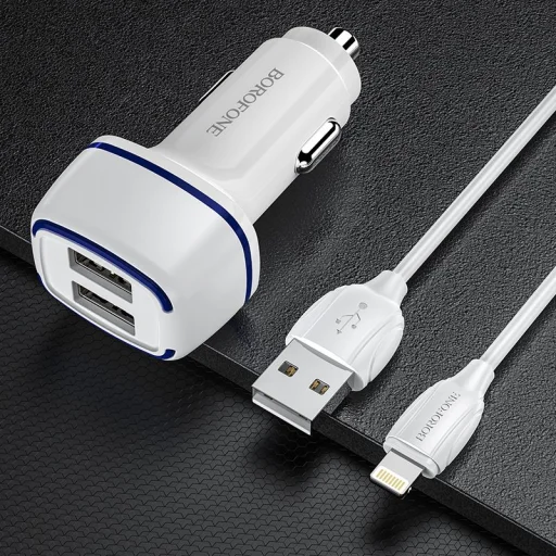  Borofone Autós Töltő USB Lightning Kábellel BZ14 Max - 2xUSB - 2,4A  - 4