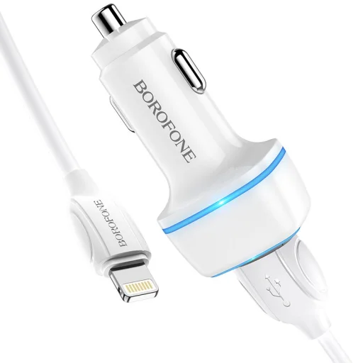  Borofone Autós Töltő USB Lightning Kábellel BZ14 Max - 2xUSB - 2,4A  - 1