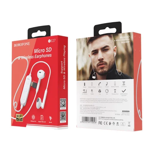 Borofone Bluetooth Sport Fülhallgató BE27 Cool Song fehér - 6