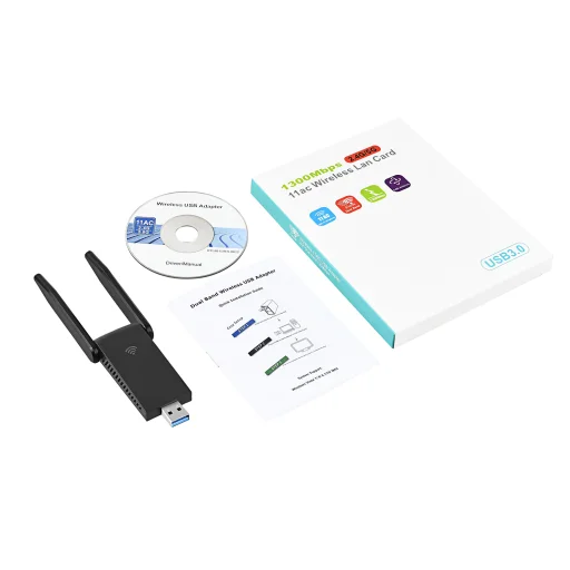 USB WiFi Adapter 1300Mbps USB 3.0 WiFi 802.11 ac vezeték nélküli kétsávos hálózati adapter 2.4GHz/5GHz (6B17) - 3