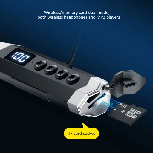 Bluetooth 5.2 nyakpántos vezeték nélküli fülhallgató mikrofonnal, zajszűrővel sportoláshoz, MicroSD TF HIGI T9A/ T13 - 3