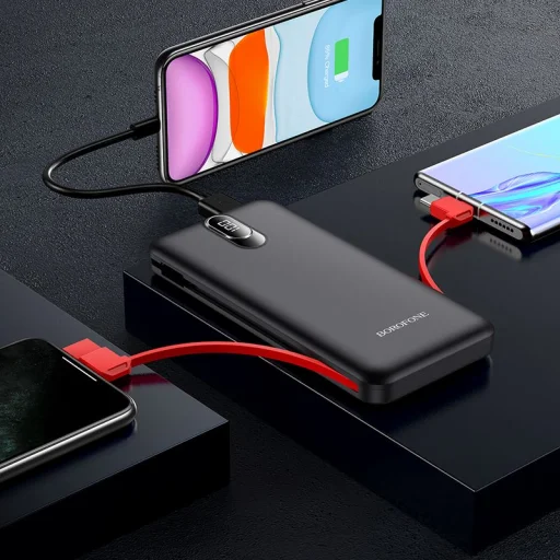 BOROFONE POWER BANK 10000MAH BJ2 BUENA - 1XUSB - Type-C, Micro USB és Lightning kábelekkel fekete - 4