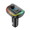 HG szivargyújtós autós töltő 1x USB QC3.0, 1x USB Type-C PD18W FM Transmitter RGB LED világítással thumbnail