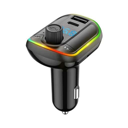 HG szivargyújtós autós töltő 1x USB QC3.0, 1x USB Type-C PD18W FM Transmitter RGB LED világítással - 2
