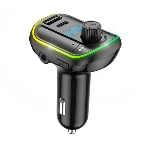 HG szivargyújtós autós töltő 1x USB QC3.0, 1x USB Type-C PD18W FM Transmitter RGB LED világítással - 3