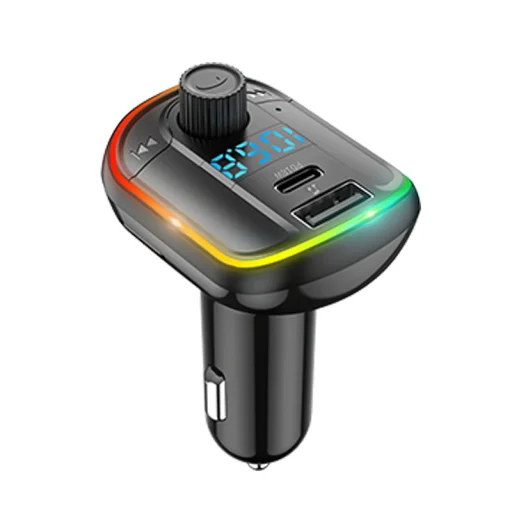 HG szivargyújtós autós töltő 1x USB QC3.0, 1x USB Type-C PD18W FM Transmitter RGB LED világítással - 4