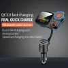 Bluetooth FM Transmitter, szivargyújtós autós töltő 1x USB, 1x USB QC3.0 színes kijelzővel, hangulatvilágítással (T831) thumbnail