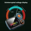 Bluetooth FM Transmitter, szivargyújtós autós töltő 1x USB, 1x USB QC3.0 színes kijelzővel, hangulatvilágítással (T831) thumbnail