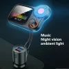 Bluetooth FM Transmitter, szivargyújtós autós töltő 1x USB, 1x USB QC3.0 színes kijelzővel, hangulatvilágítással (T831) thumbnail