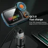 Bluetooth FM Transmitter, szivargyújtós autós töltő 1x USB, 1x USB QC3.0 színes kijelzővel, hangulatvilágítással (T831) thumbnail