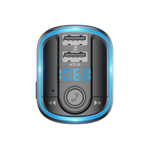 Bluetooth FM Transmitter, szivargyújtós autós töltő 2x USB 3.1A HIGI T829S - 5