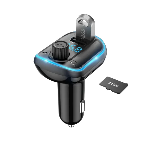 Bluetooth FM Transmitter, szivargyújtós autós töltő 2x USB 3.1A HIGI T829S - 1