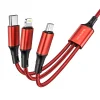 Borofone BX50 Fresco 3in1 USB - USB Type-C, Micro USB, Lightning 2.4A 1m piros - 3