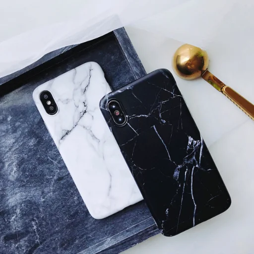 iPhone 13 Pro Max IMD márvány mintás tok fehér Alphajack - 2