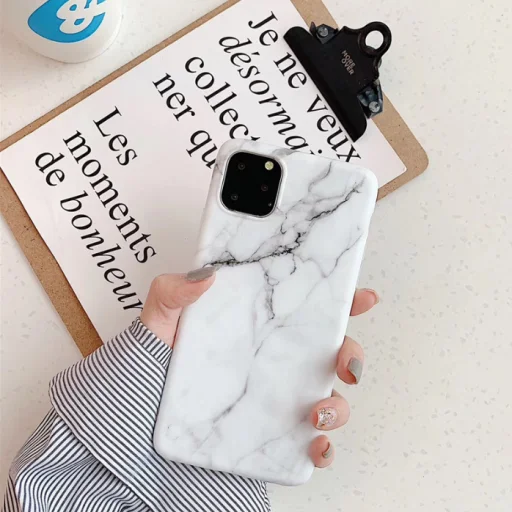 iPhone 13 Pro Max IMD márvány mintás tok fehér Alphajack - 1