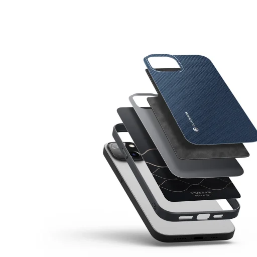 iPhone 14 Dux Ducis Fino nylon bevonatú tok kék - 1