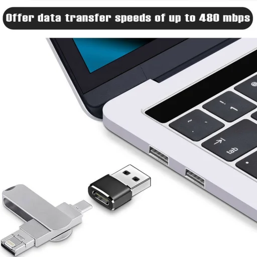 USB Type-C (USB-C) - USB 2.0 OTG USB átalakító adapter fekete - 5