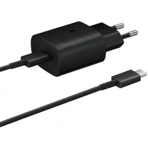 Samsung EP-TA800EBE USB Type-C hálózati töltő adapter 25W + EP-DA905BBE töltő kábel fekete - 1