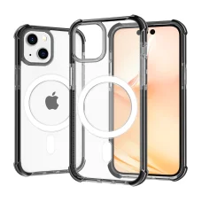 iPhone 14 Plus MagSafe kompatibilis átlátszó TPU tok fekete kerettel Alphajack