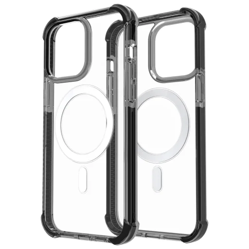 iPhone 14 Plus MagSafe kompatibilis átlátszó TPU tok fekete kerettel Alphajack - 2