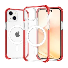 iPhone 14 MagSafe kompatibilis átlátszó TPU tok piros kerettel Alphajack