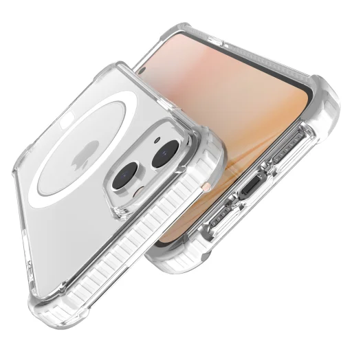 iPhone 14 Plus MagSafe kompatibilis átlátszó TPU tok fehér kerettel Alphajack - 4