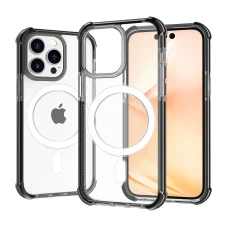 iPhone 14 Pro MagSafe kompatibilis átlátszó TPU tok fekete kerettel Alphajack