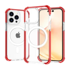 iPhone 14 Pro MagSafe kompatibilis átlátszó TPU tok piros kerettel Alphajack ütésálló