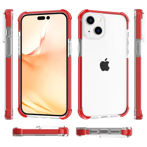 iPhone 14 átlátszó TPU tok piros kerettel Alphajack - 7