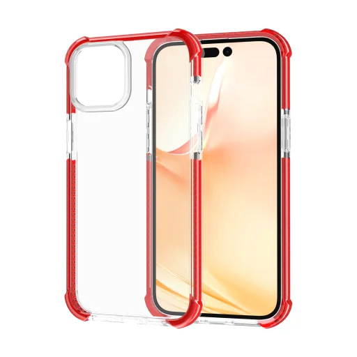 iPhone 14 átlátszó TPU tok piros kerettel Alphajack - 5