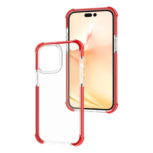 iPhone 14 Pro átlátszó TPU tok piros kerettel Alphajack - 11