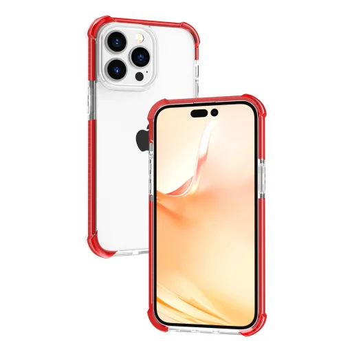 iPhone 14 Pro átlátszó TPU tok piros kerettel Alphajack - 12