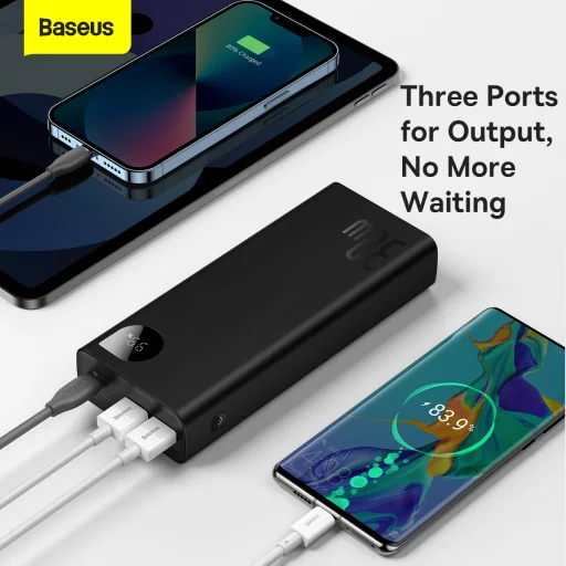  Baseus Power Bank 20000mAh Adaman Metal - 2xUSB + Type C - PD QC 3.0 30W with Type C to Type C cable (PPAD030001) fekete - 15