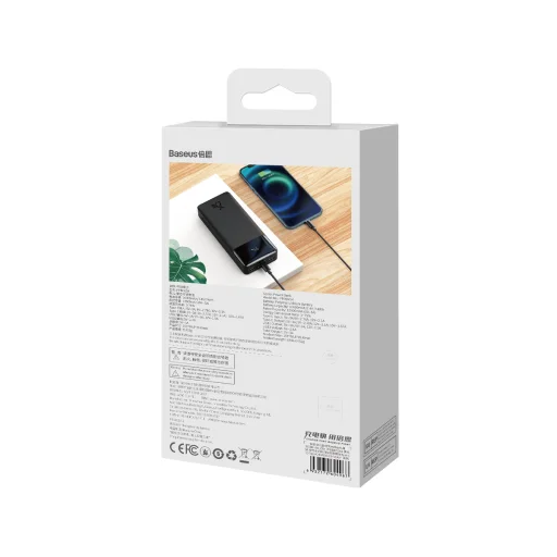  Baseus Power Bank 20000mAh Bipow - 2xUSB + Type C - PD 25W Type C to Type C (PPBD020301) fekete - 15