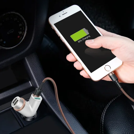 Baseus Y Type autós telefontöltő 2 USB aljzattal 3.4A fehér - 9