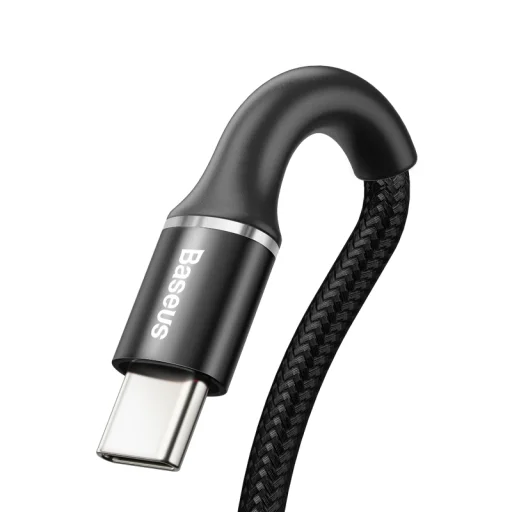 Baseus Halo nylon harisnyázott USB/USB - C kábel  3A/0.5m fekete - 2