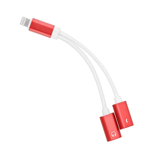Lightning port elosztó audio/lightning port piros - 1