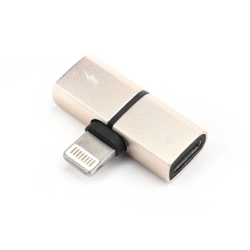 Lightning port mini elosztó audio/lightning port arany - 1