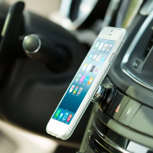 Multifunkciós műszerfalra rögzíthető mágneses telefontartó ezüst-fehér színben - 3