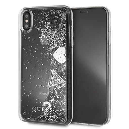 Guess Folyékony flitteres mintájú tok iPhone XS MAX ezüst - 1