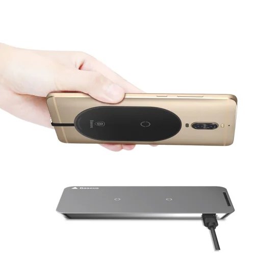 Baseus Microfiber vezeték nélküli QI töltés vevőegység USB Type-C csatlakozóval qi adapter, fekete - 2