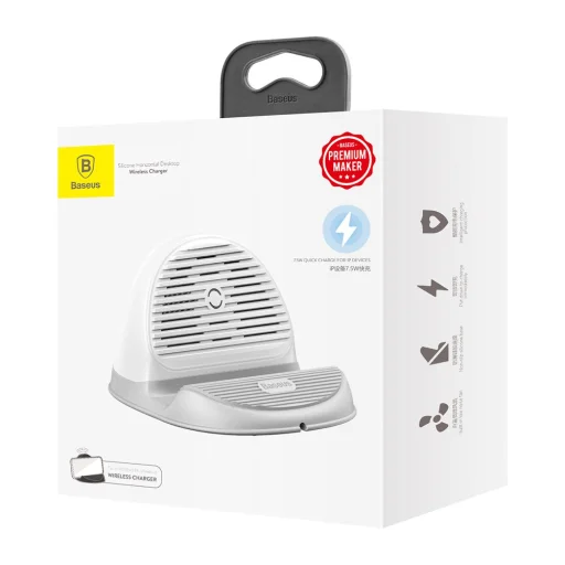 Baseus szilikon borítású vezeték nélküli QI gyorstöltő beépített hűtéssel fehér - 8
