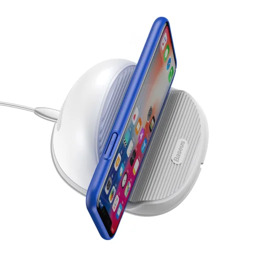 Baseus szilikon borítású vezeték nélküli QI gyorstöltő beépített hűtéssel fehér - 5